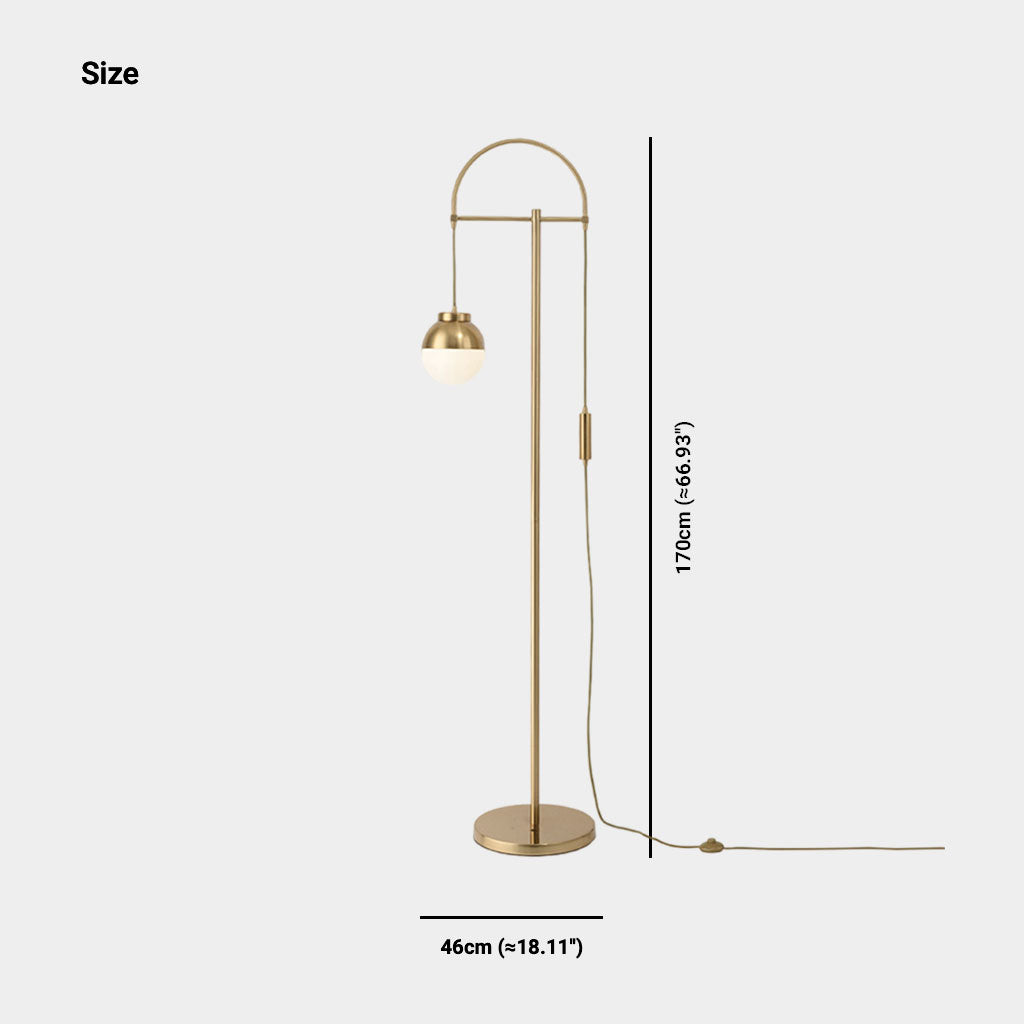 Floor Lamp Nordic Iron Gold Arched Glass Globe Size