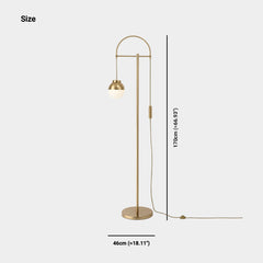 Floor Lamp Nordic Iron Gold Arched Glass Globe Size