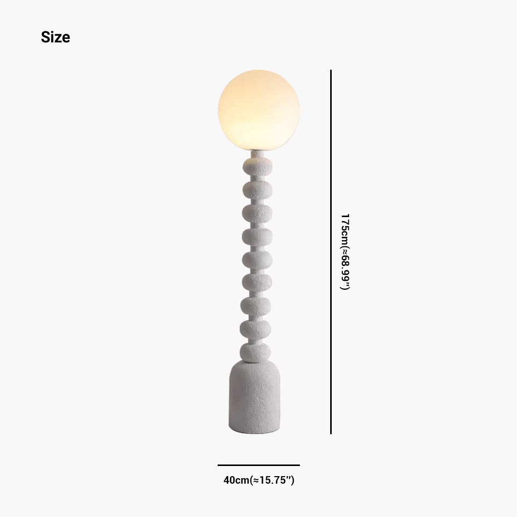 Floor Lamp Resin Column Off White Sphere Size