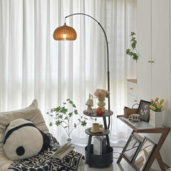Floor Lamp Retro Round Adjustable Arc with Table Corner