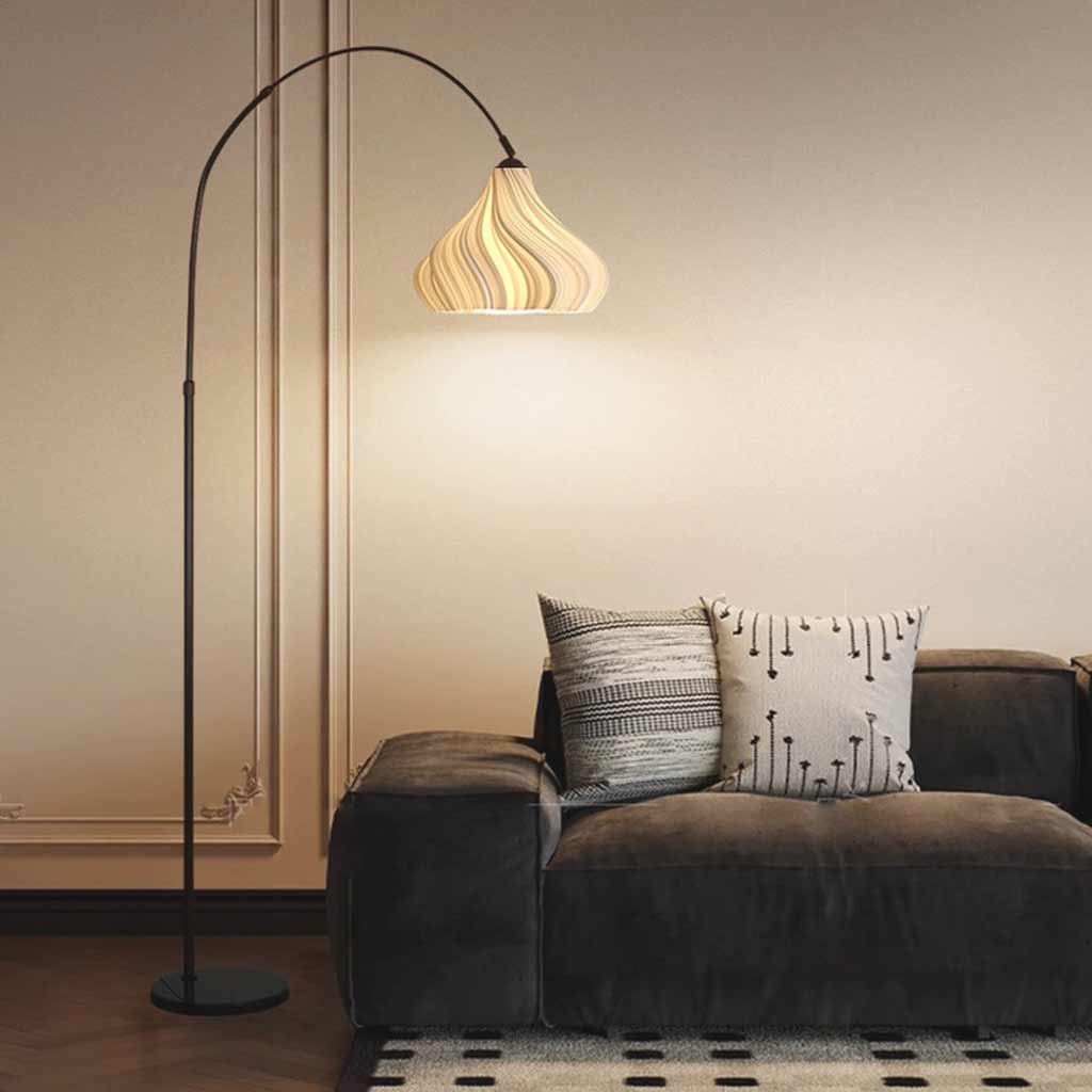Floor Lamp Unique Fishing Pole Arch Pleated for Reading Living Room