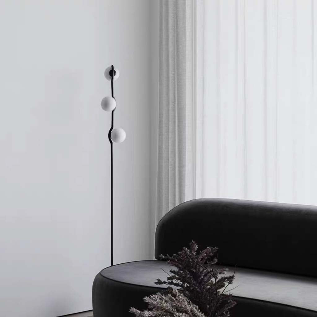 Floor Lamp Unique Glass Globe 3 Light Living Room