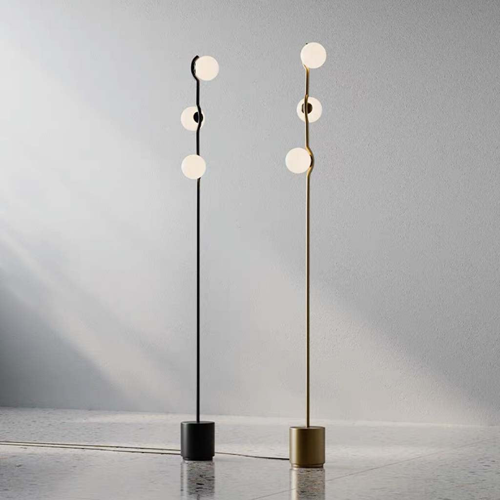 Floor Lamp Unique Glass Globe 3 Light Room
