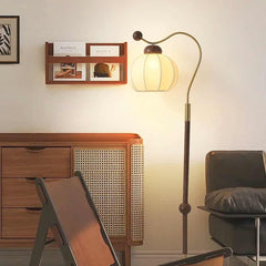 Floor Lamp Vintage Lantern with Fabric Shade Sitting Room