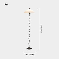 Floor Lamp Vintage Wavy with White Fabric Pleated Shade Size