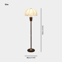 Floor Lamp Vintage Wood Brass with Cloth Shade Size