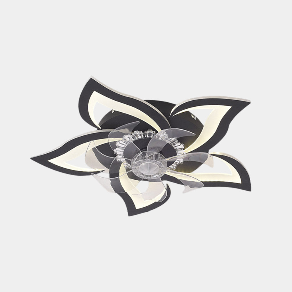 Blumen-Deckenventilator mit Licht, halbbündig, 3 Farben