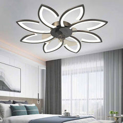 Blumen-Deckenventilator mit Licht, halbbündig, 3 Farben