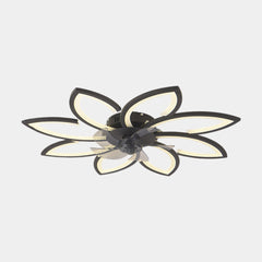 Blumen-Deckenventilator mit Licht, halbbündig, 3 Farben