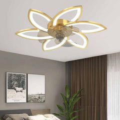 Blumen-Deckenventilator mit Licht, halbbündig, 3 Farben