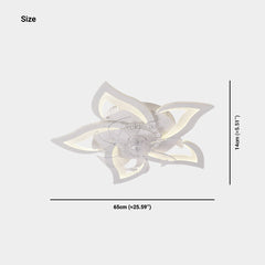 Blumen-Deckenventilator mit Licht, halbbündig, 3 Farben