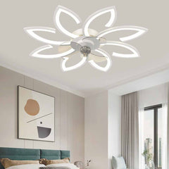 Blumen-Deckenventilator mit Licht, halbbündig, 3 Farben