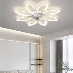 Blumen-Deckenventilator mit Licht, halbbündig, 3 Farben