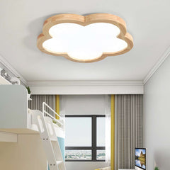 Flower Cloud Wood Acrylic Flush Mount Ceiling Light Girls Room