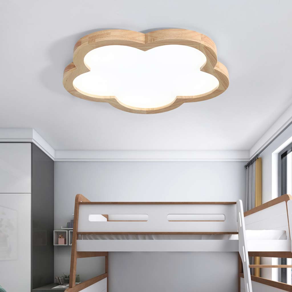 Flower Cloud Wood Acrylic Flush Mount Ceiling Light Kids Room