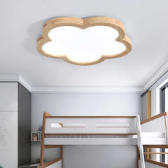 Flower Cloud Wood Acrylic Flush Mount Ceiling Light Kids Room