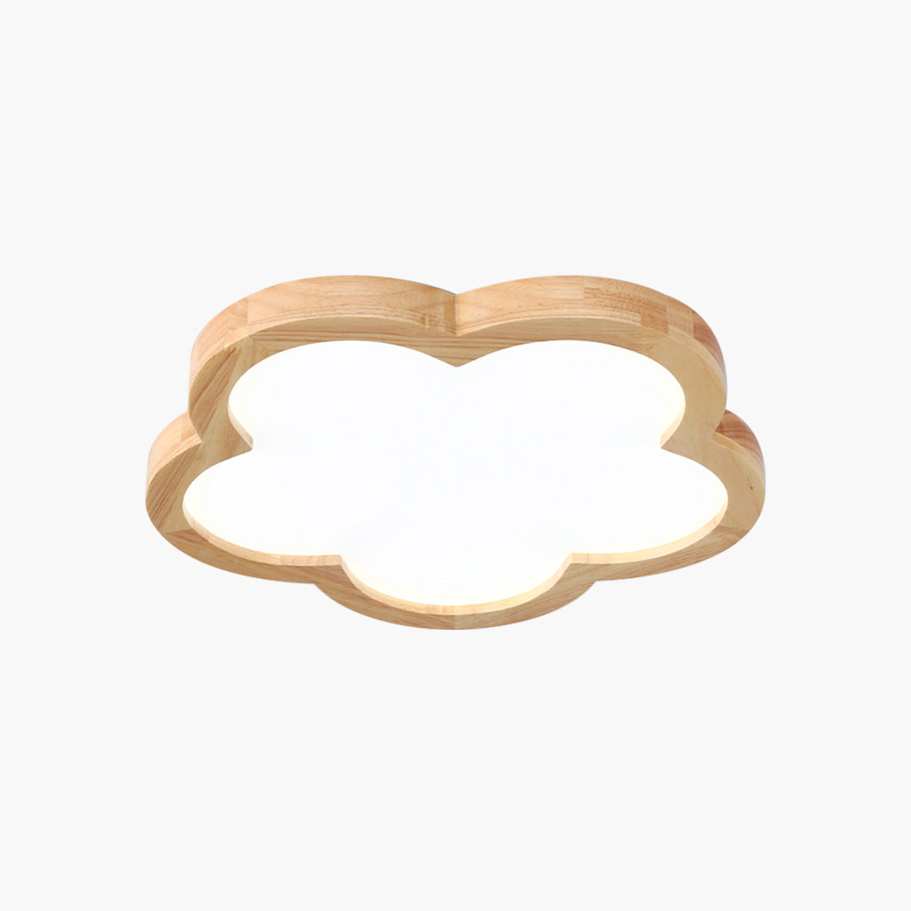 Flower Cloud Wood Acrylic Flush Mount Ceiling Light Main