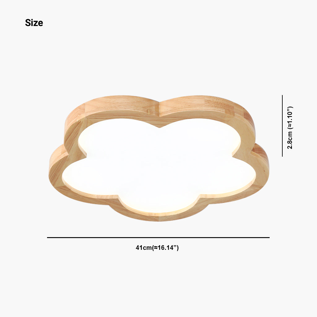 Flower Cloud Wood Acrylic Flush Mount Ceiling Light Size