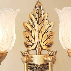 Fiore Applique da Parete Luce Vintage Foglia Ottone da Interno