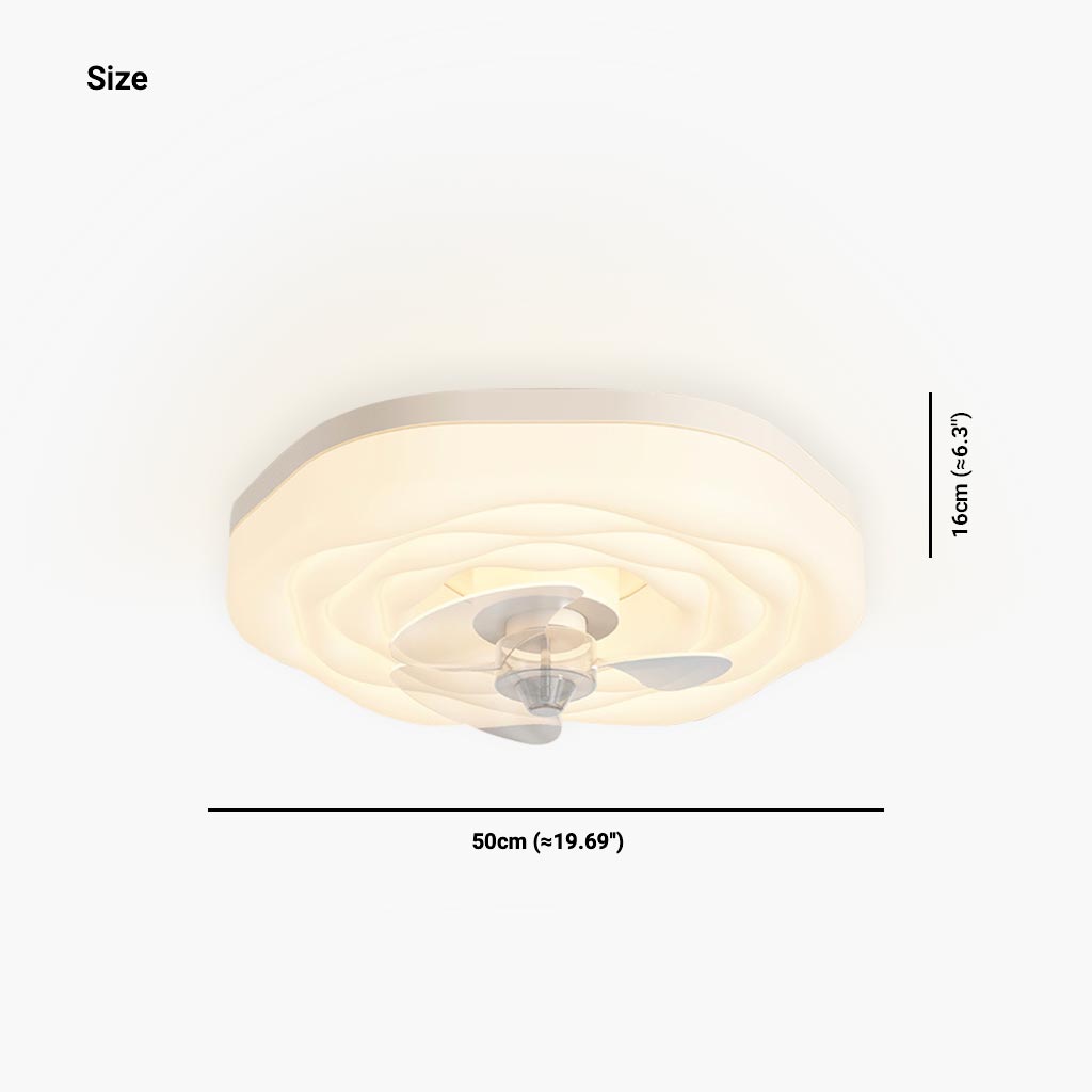 Flush Mount Ceiling Fan Light Nordic Rose White Size