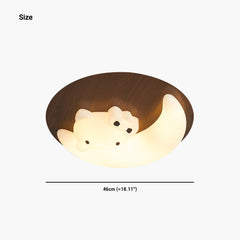 Flush Mount Ceiling Light Cartoon Moon Walnut Color Size