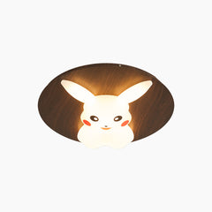 Flush Mount Ceiling Light Cartoon Pikachu Walnut Color