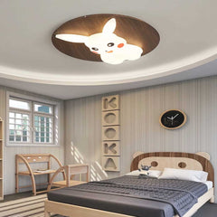 Flush Mount Ceiling Light Cartoon Pikachu Walnut Color Bedroom