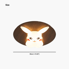 Flush Mount Ceiling Light Cartoon Pikachu Walnut Color Size