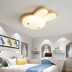 Flush Mount Ceiling Light Cartoon Rabbit Log Color Bedroom