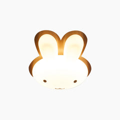 Flush Mount Ceiling Light Cartoon Rabbit Walnut Color