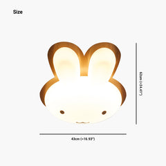 Flush Mount Ceiling Light Cartoon Rabbit Walnut Color Size