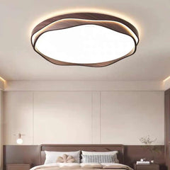 Flush Mount Ceiling Light LED Dimmable Walnut Color Bedroom