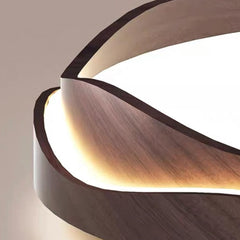 Flush Mount Ceiling Light LED Dimmable Walnut Color Detail