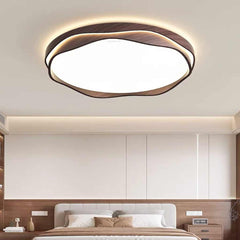 Flush Mount Ceiling Light LED Dimmable Walnut Color Room