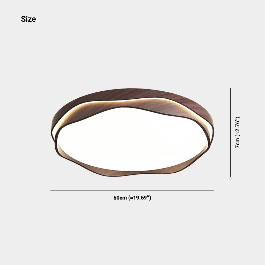 Flush Mount Ceiling Light LED Dimmable Walnut Color Size