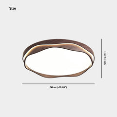 Flush Mount Ceiling Light LED Dimmable Walnut Color Size