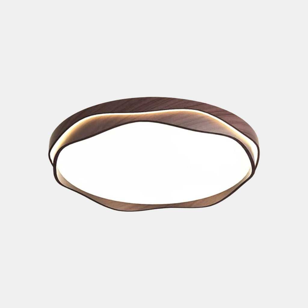 Flush Mount Ceiling Light LED Dimmable Walnut Color