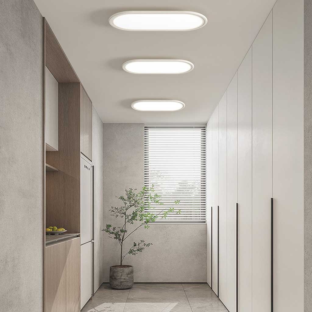 Modern Rounded Rectangle White Flush Mount Ceiling Light | VAXLAMP