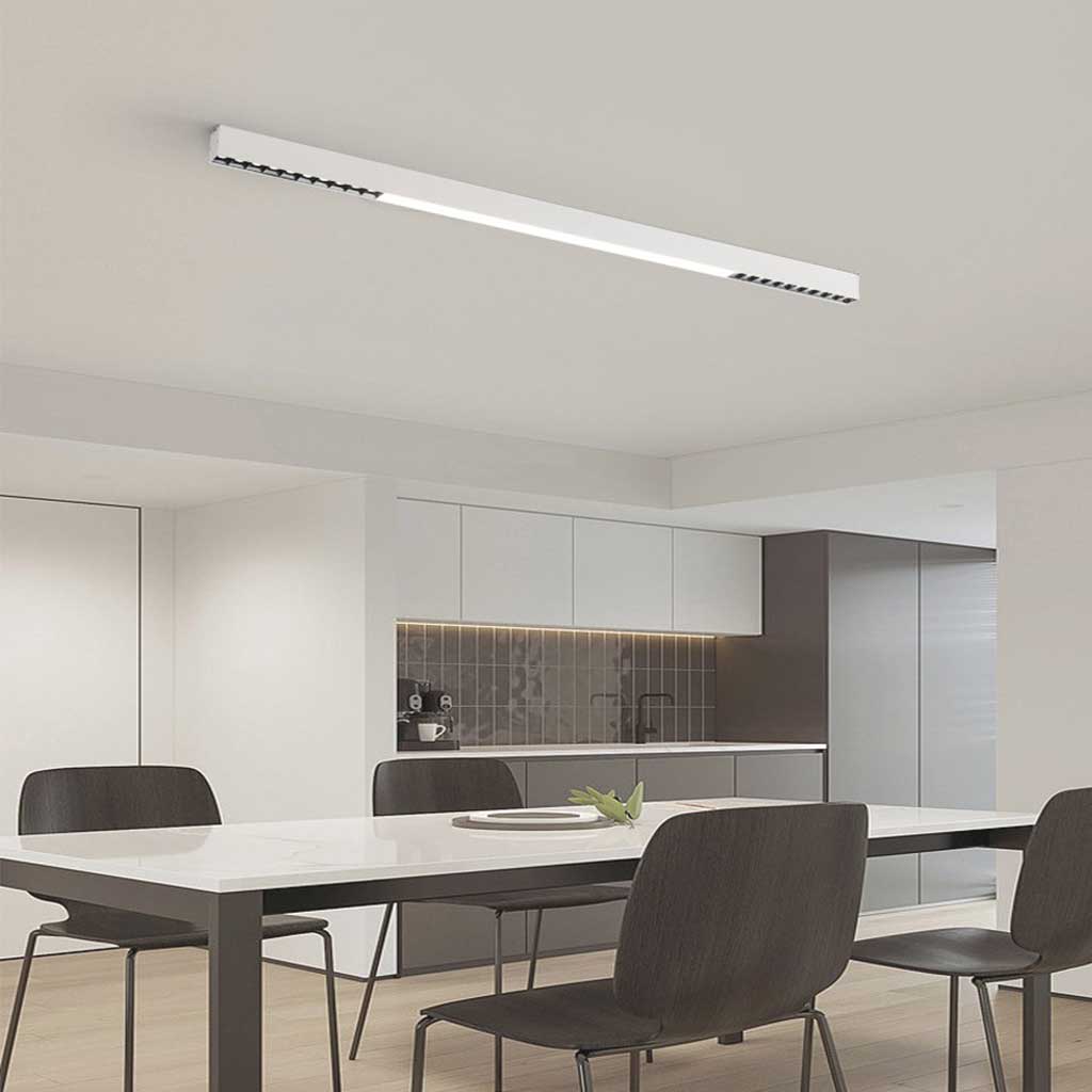 Flush Mount Ceiling Light Long Linear White Dining Room