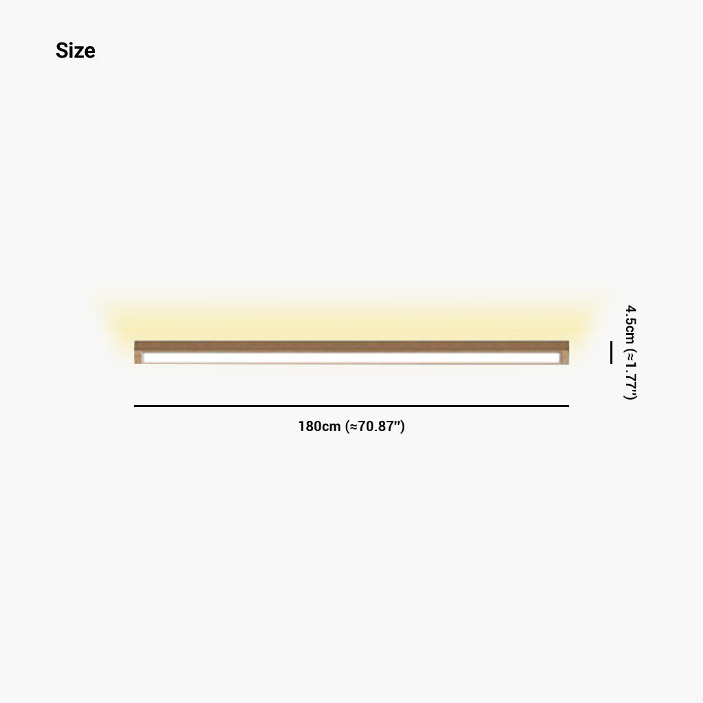 Flush Mount Ceiling Light Long Wooden Linear Size