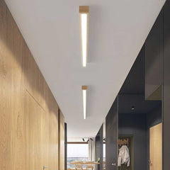Flush Mount Ceiling Light Long Wooden Linear Two