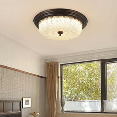 Flush Mount Ceiling Light Mid century Vintage Round Glass Bedroom