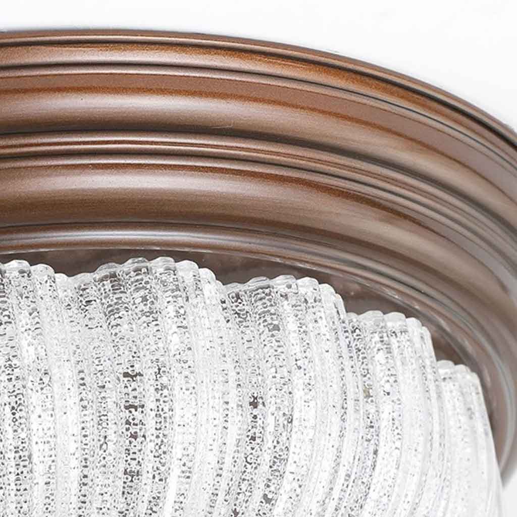 Flush Mount Ceiling Light Mid century Vintage Round Glass Detail