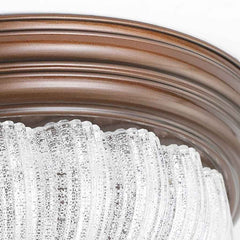 Flush Mount Ceiling Light Mid century Vintage Round Glass Detail