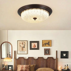 Flush Mount Ceiling Light Mid century Vintage Round Glass Room