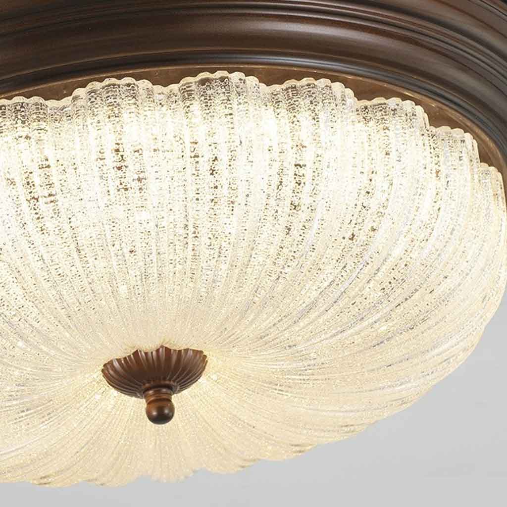 Flush Mount Ceiling Light Mid century Vintage Round Glass Shade 