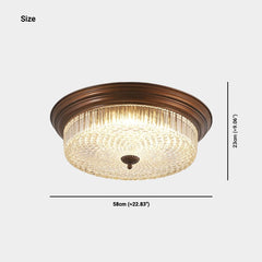 Flush Mount Ceiling Light Mid-century Vintage Round Glass Size