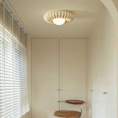 Flush Mount Ceiling Light Pumpkin Round White Dressing Room