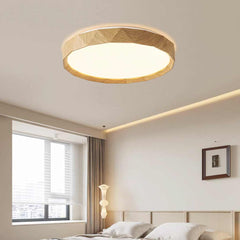 Flush Mount Ceiling Light Round Wood Grain LED Log Color Bedroom