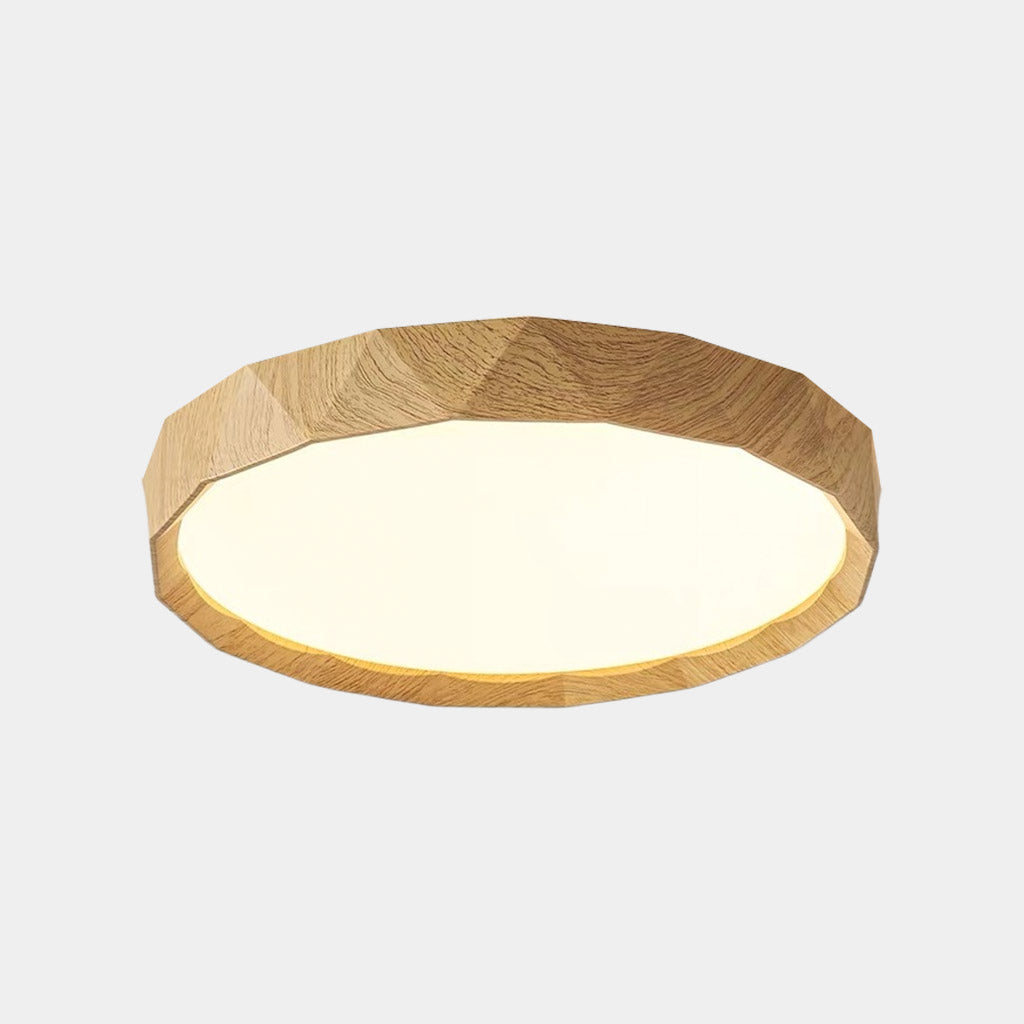 Flush Mount Ceiling Light Round Wood Grain LED Log Color